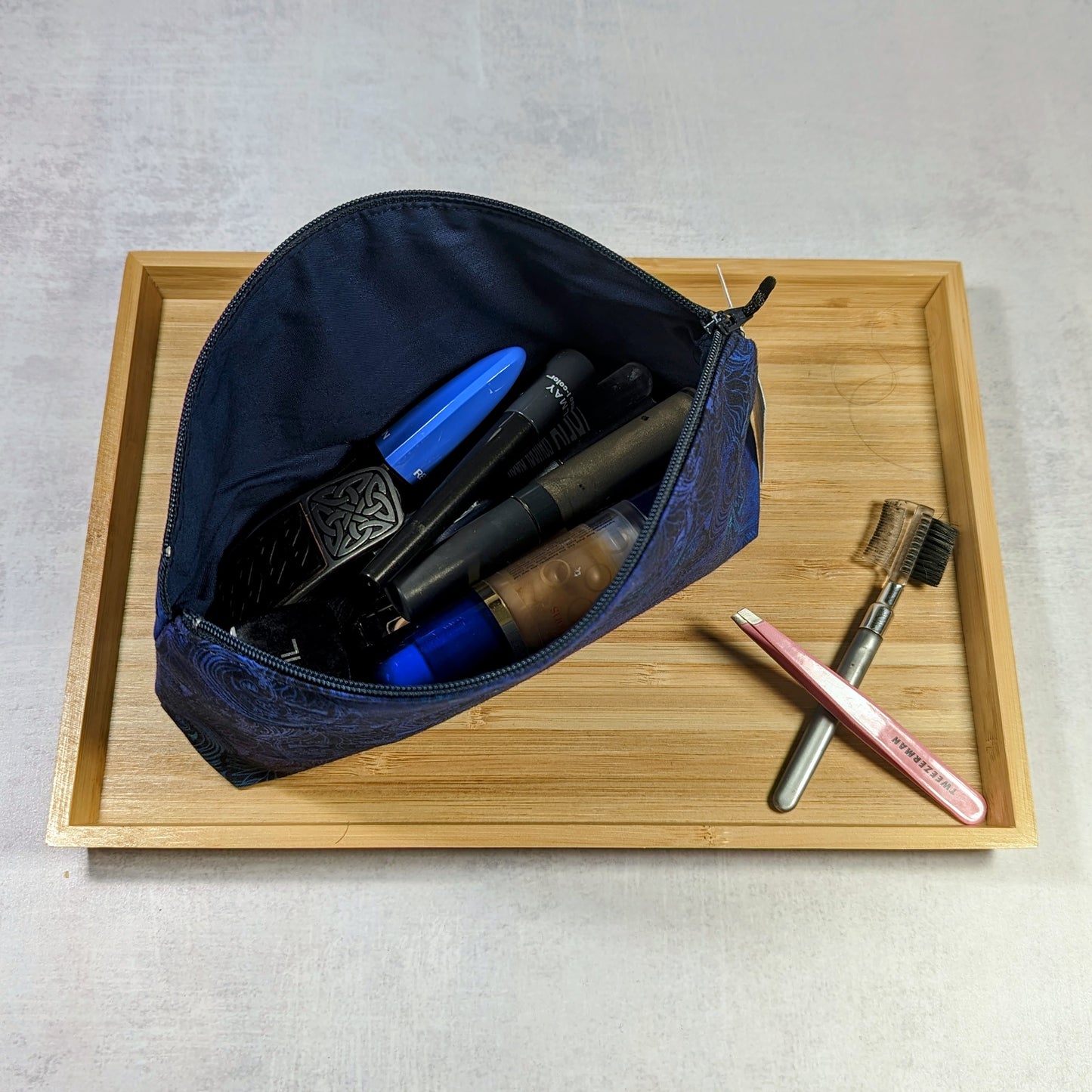 Blue Flourish Fermata Makeup and Misc. Bag