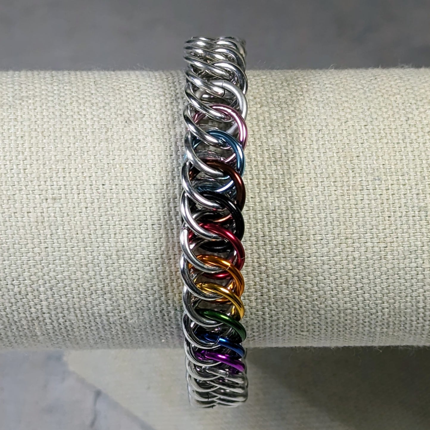 Progress pride flag chainmaille bracelet