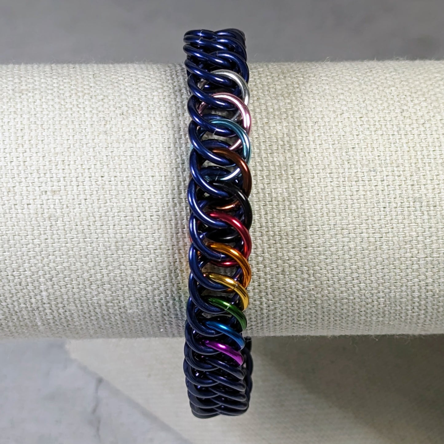 Progress pride flag chainmaille bracelet