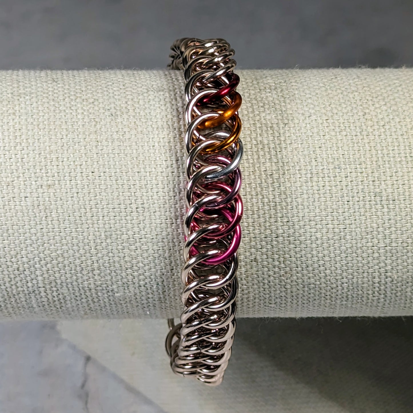 Lesbian pride flag chainmaille bracelet