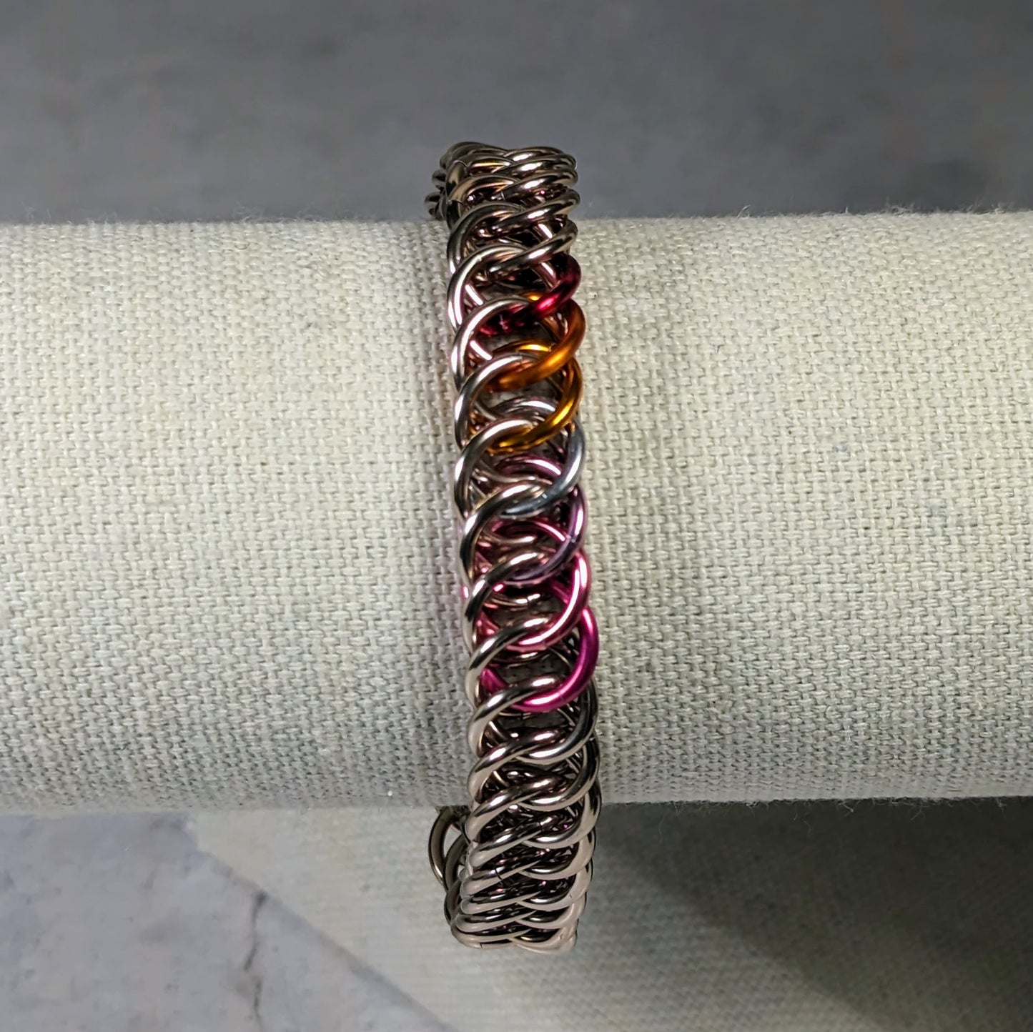 Lesbian pride flag chainmaille bracelet
