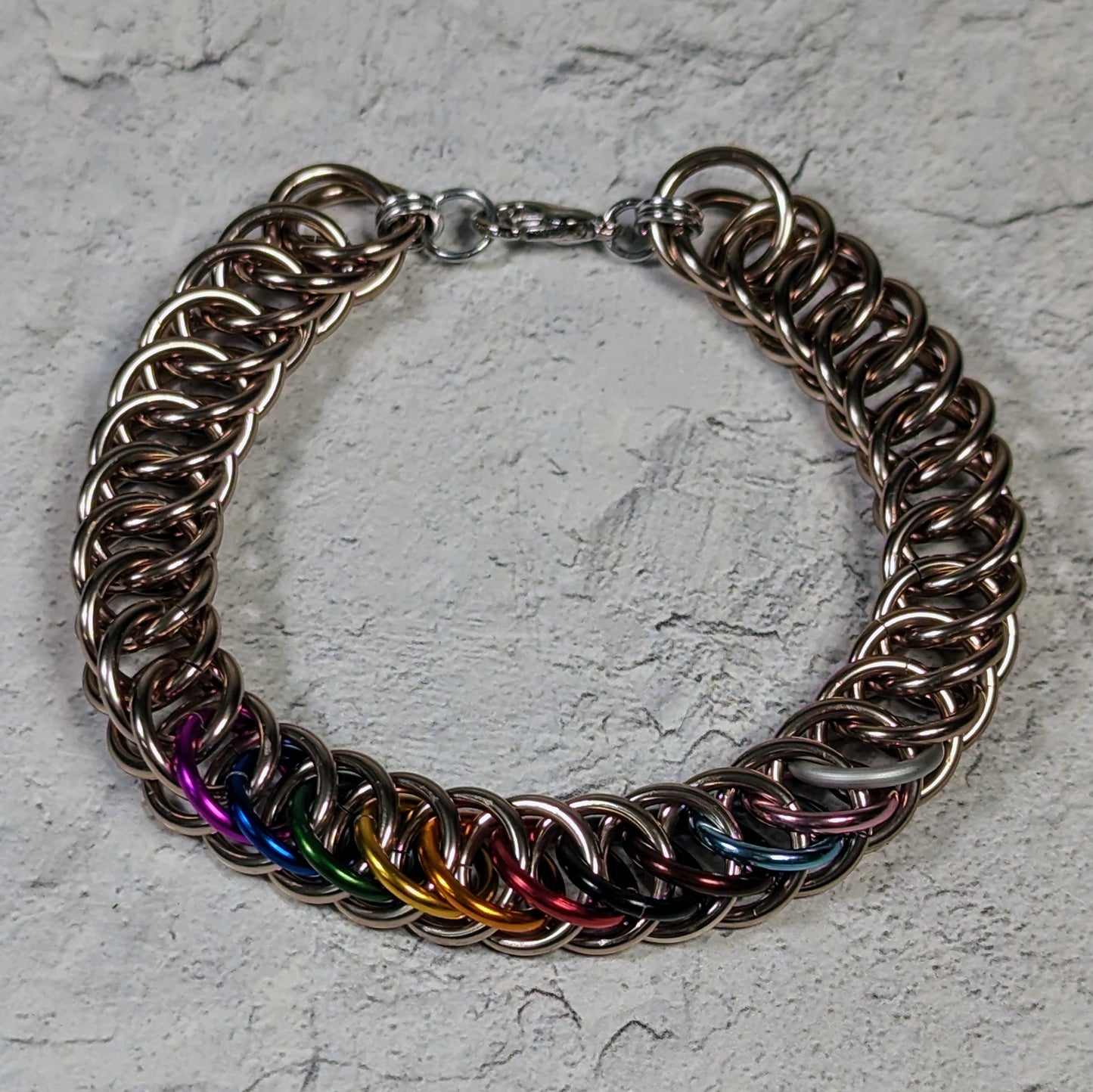 Progress pride flag chainmaille bracelet