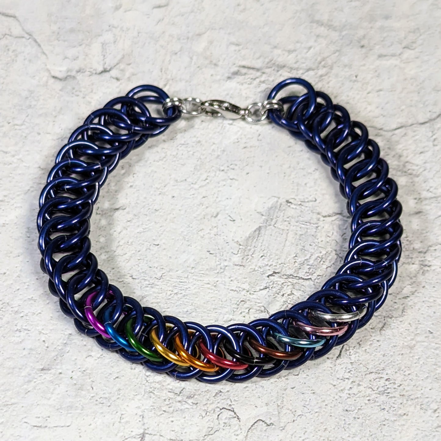 Progress pride flag chainmaille bracelet