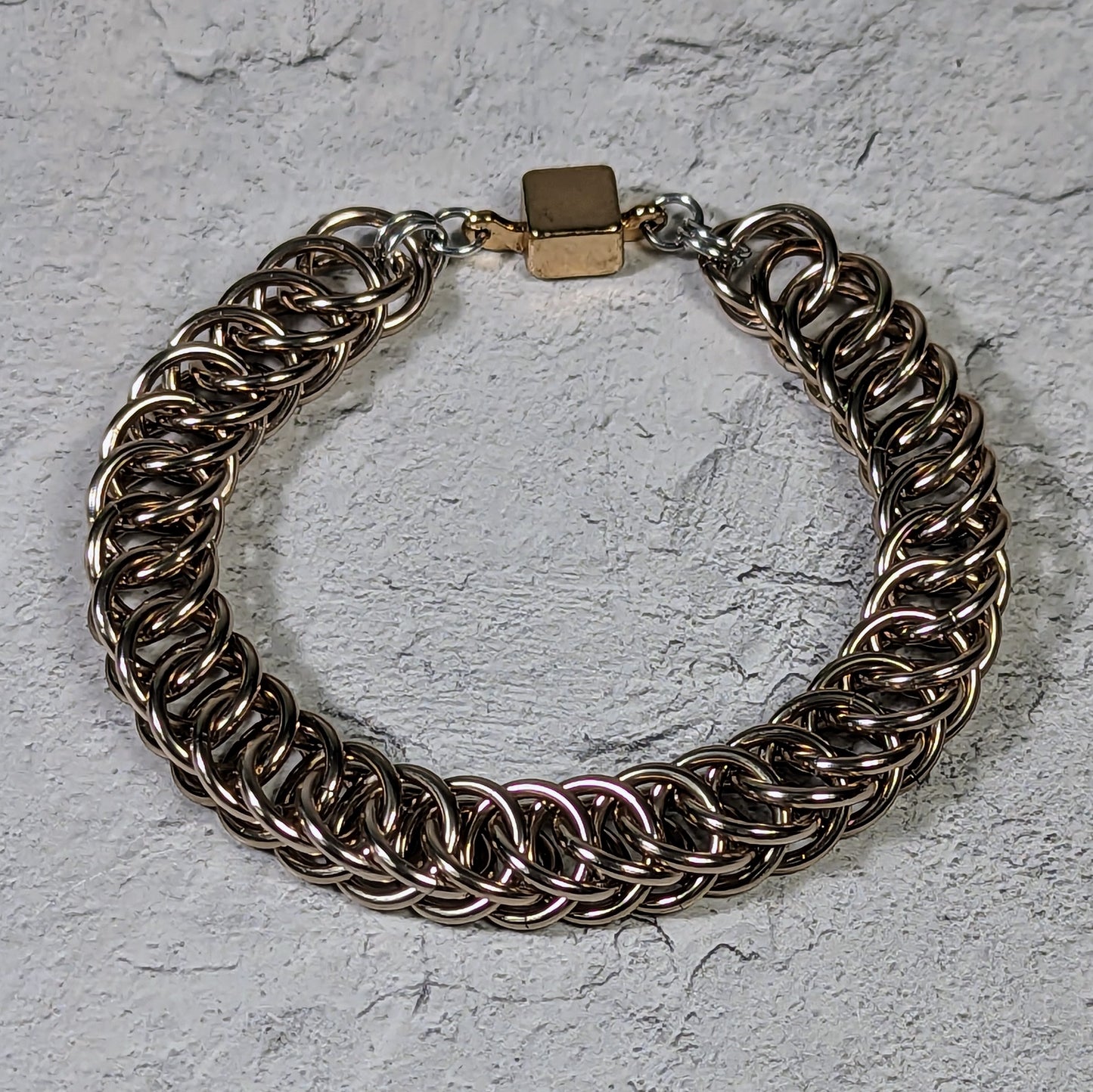 Rose gold variations chainmaille bracelet