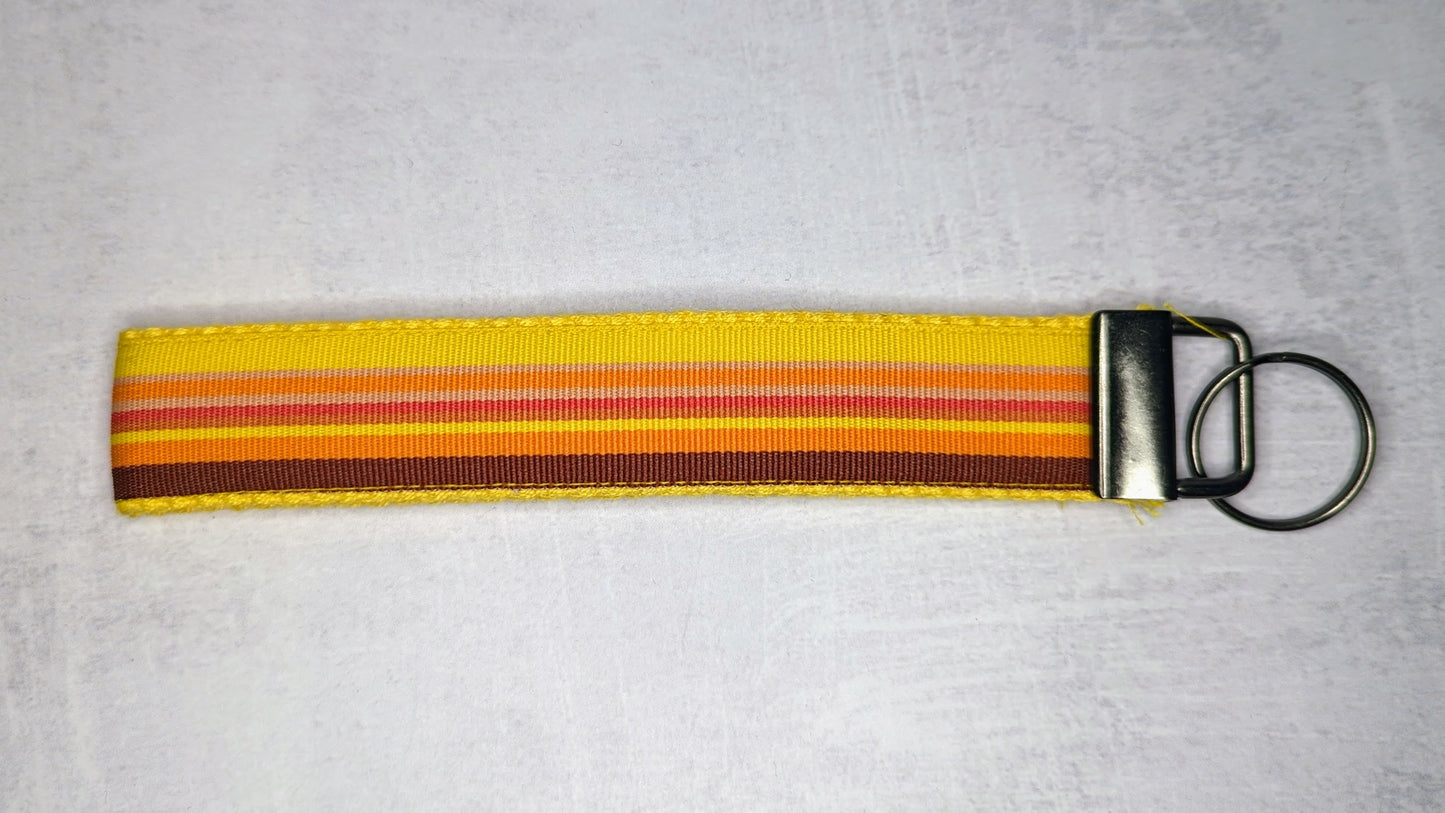 Orange/yellow preppy stripes key fob