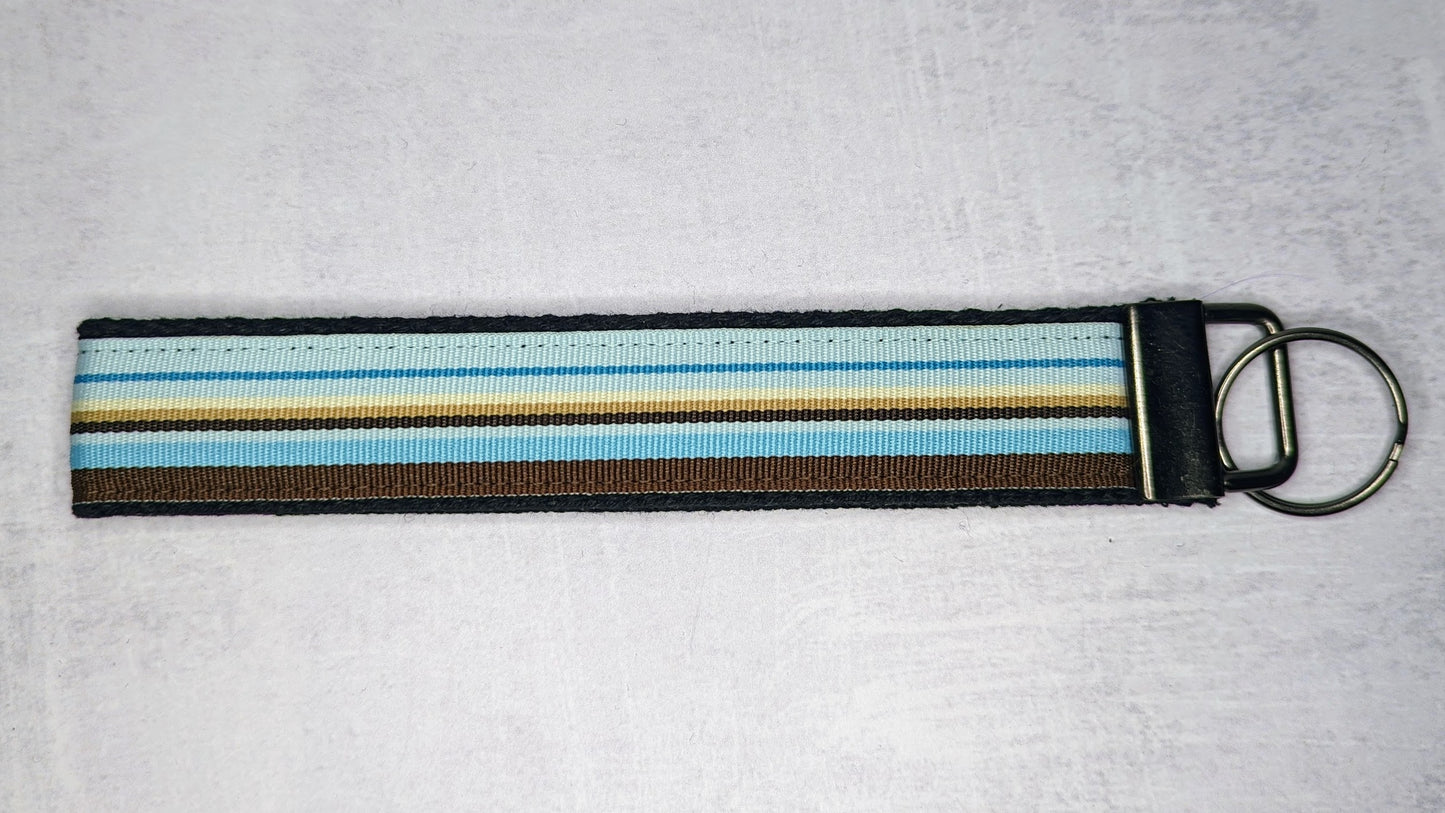 Blue preppy stripes key fob