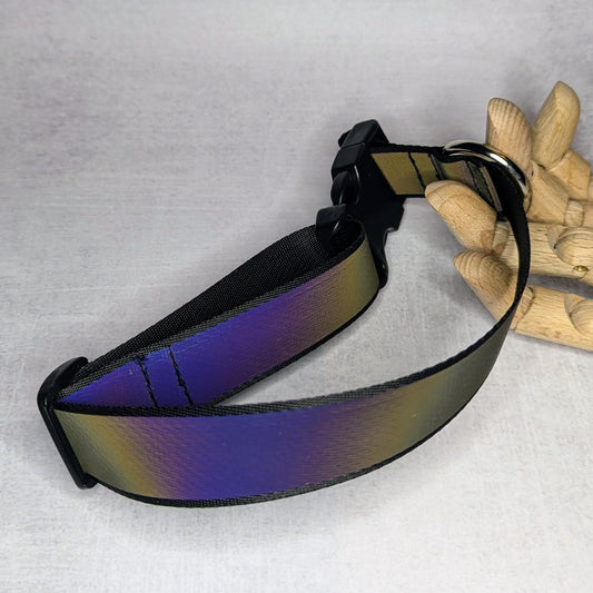 Rainbow reflective dog collar