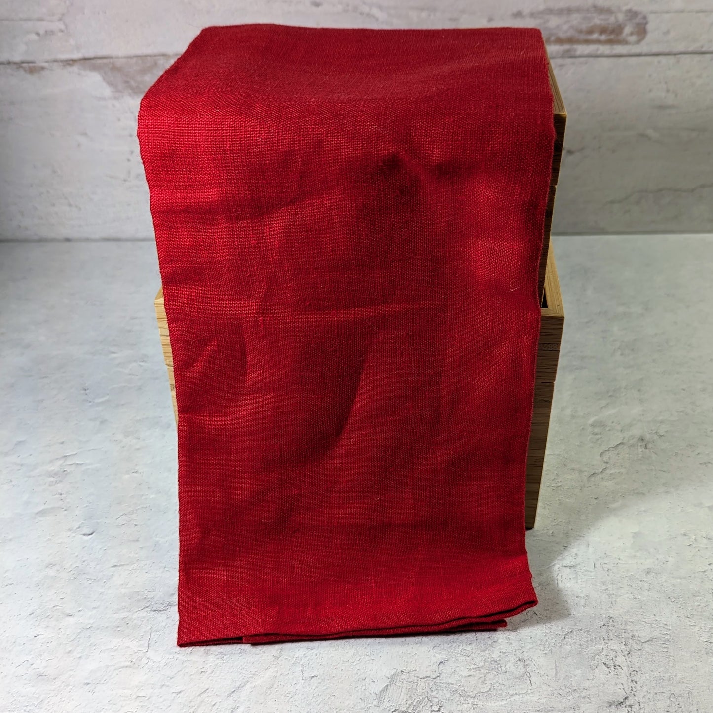 Cherry red 100% linen kitchen towel