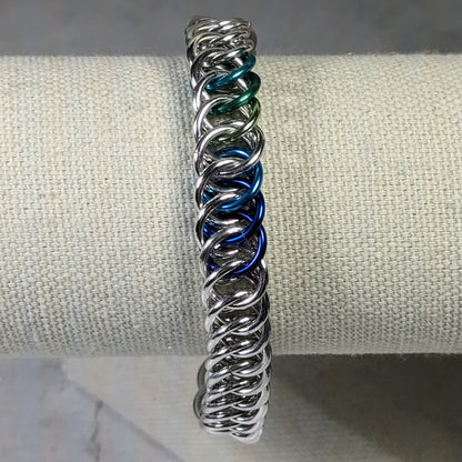 Gay male pride flag chainmaille bracelet