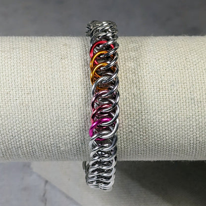 Lesbian pride flag chainmaille bracelet