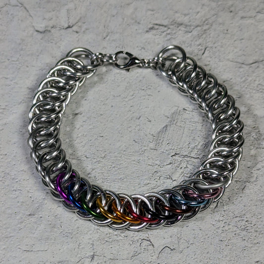 Progress pride flag chainmaille bracelet