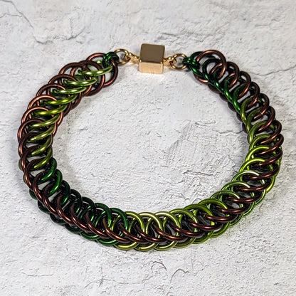 Forest greens chainmaille bracelet