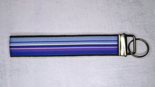 Purple preppy stripes key fob