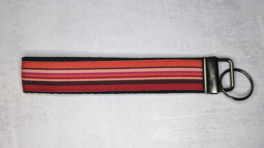 Red preppy stripes key fob